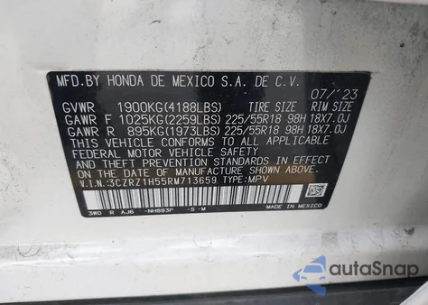 2024 Honda Hr-V 2Wd Sport/2Wd Sport W/O Bsi z USA, uszkodzony, nr VIN 3CZRZ1H55RM713659